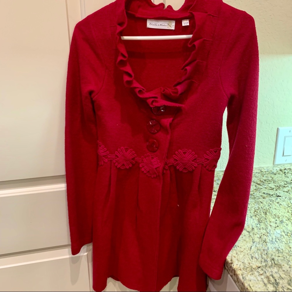 Anthropologie, red light weight coat
